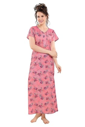 Present,Classic Digital Cotton Printed Night Gown