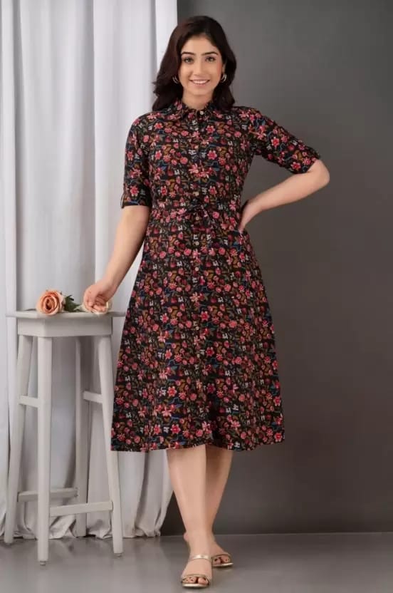 Women A-line Multicolor Dress