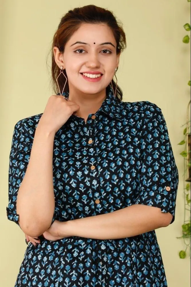 Women A-line blue Dress