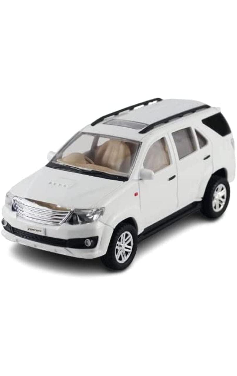 Mehtab Toys Plastic Fortuner White Car for Kids Push Back and Go with Soft Edges Wonderfull Design and Bold Look Miniature Scaled Models Toy Car