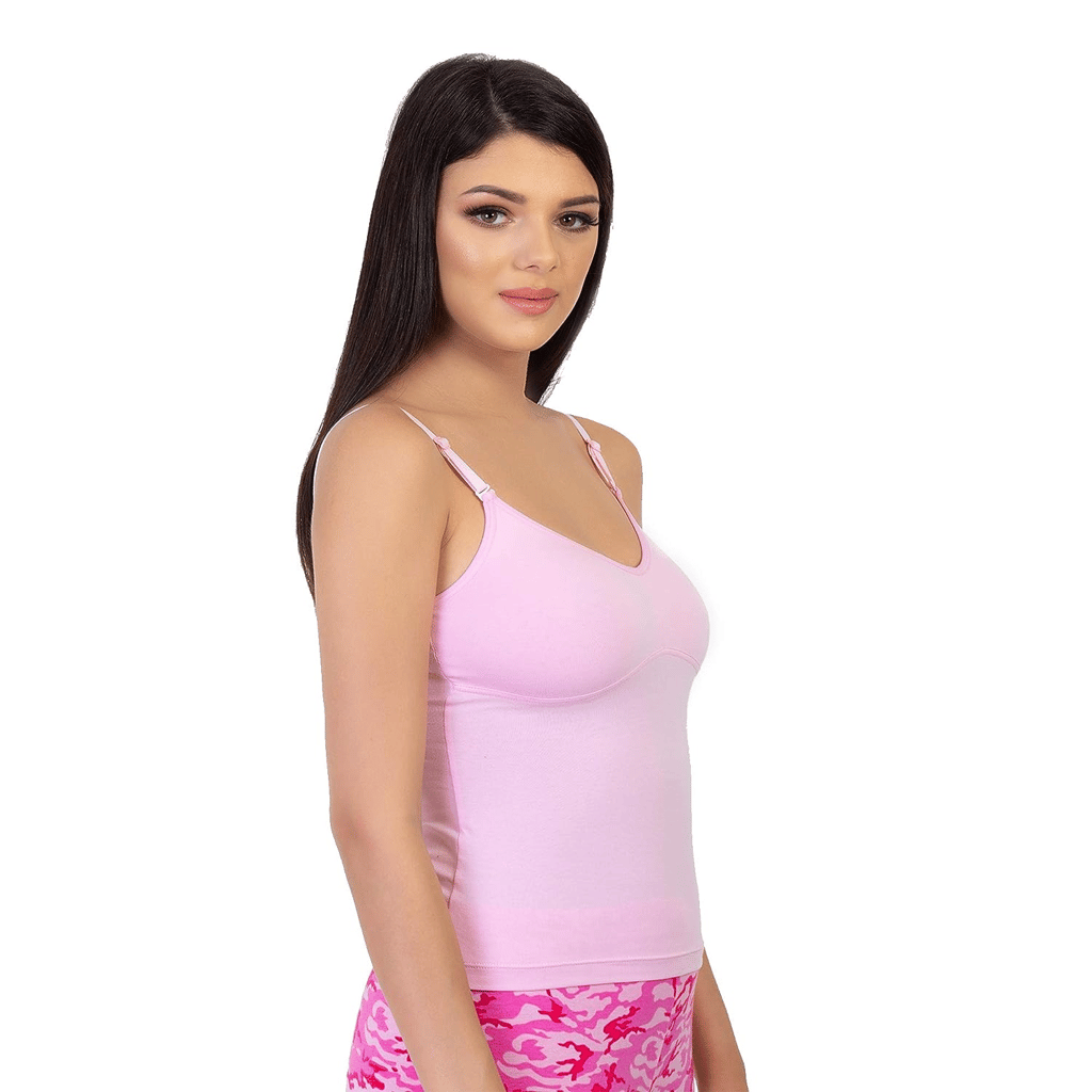 Women's Molded Cotton Camisole Girls Sweetheart Neck Slip with Adjustable Strap