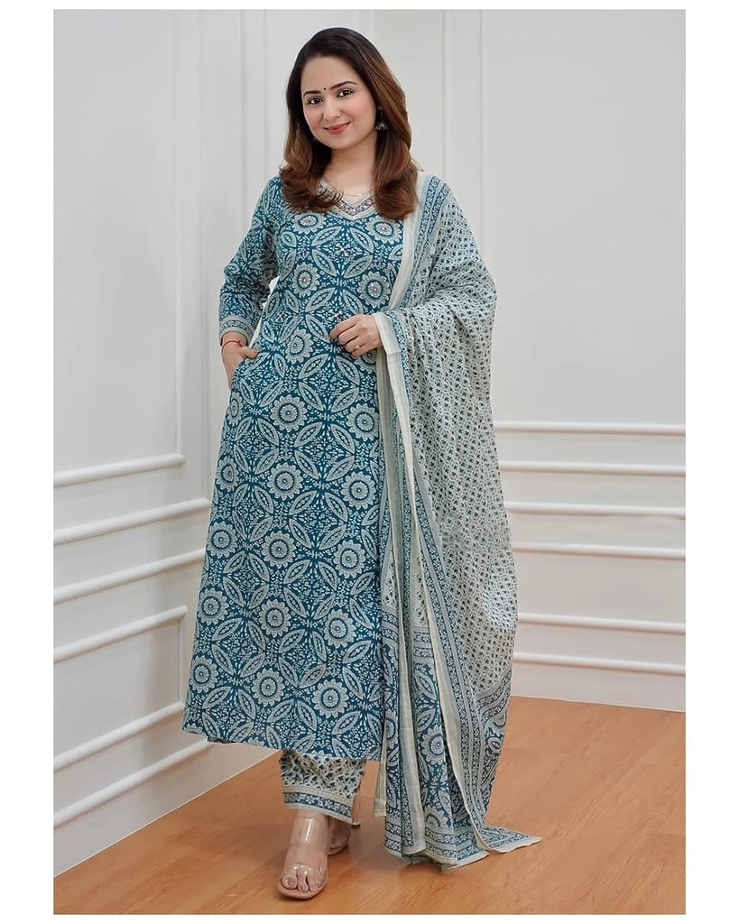 Women Viscose Rayon Kurta, Pant And Dupatta Set
