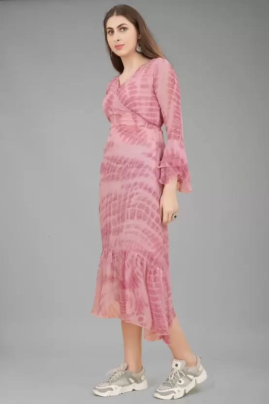 Women A-line Pink Dress