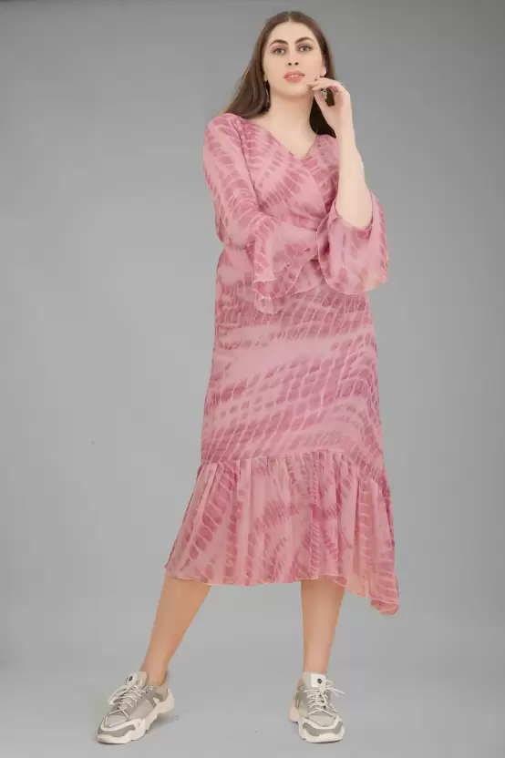 Women A-line Pink Dress