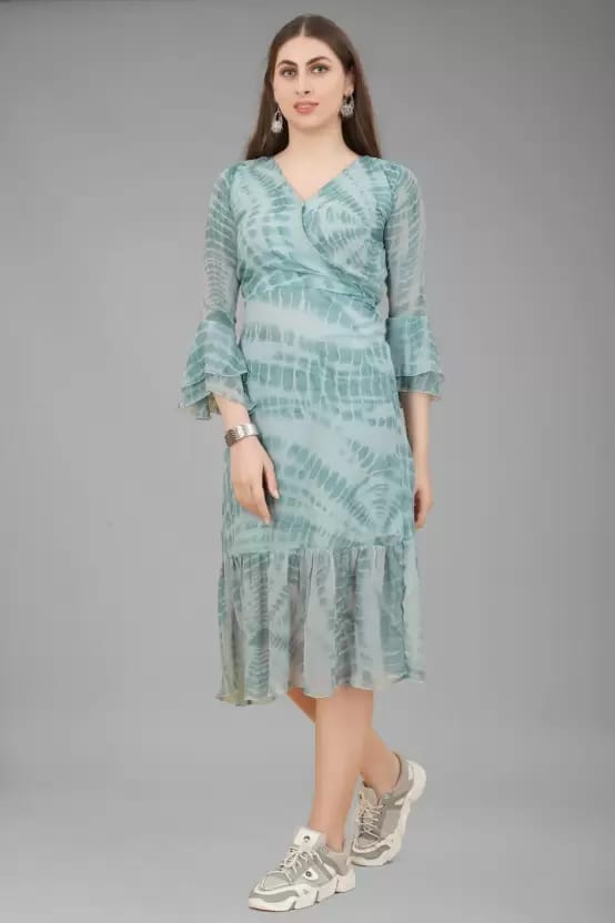 Women A-line Blue Dress