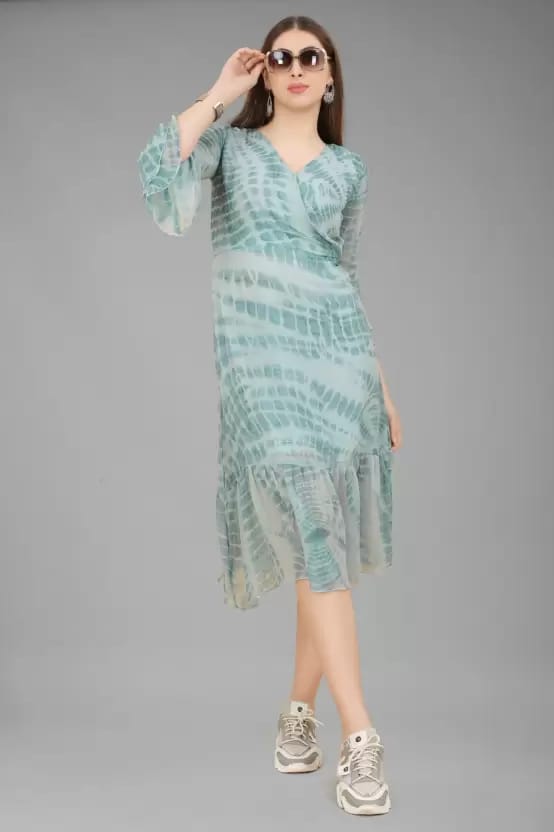 Women A-line Blue Dress