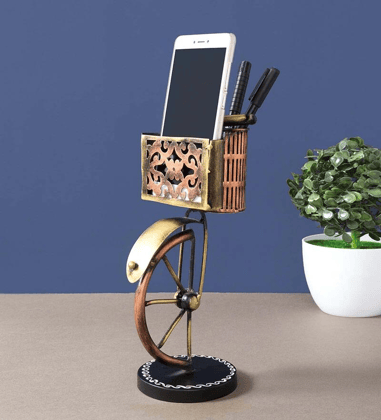 SHAMBHU HANDICRAFTS : ANTIQUE CYCLE PEN HOLDER/PHONE HOLDER HOME AND OFFICE DECOR/ TABLE DECOR/DRAWING ROOM DECOR / GIFT ITEM