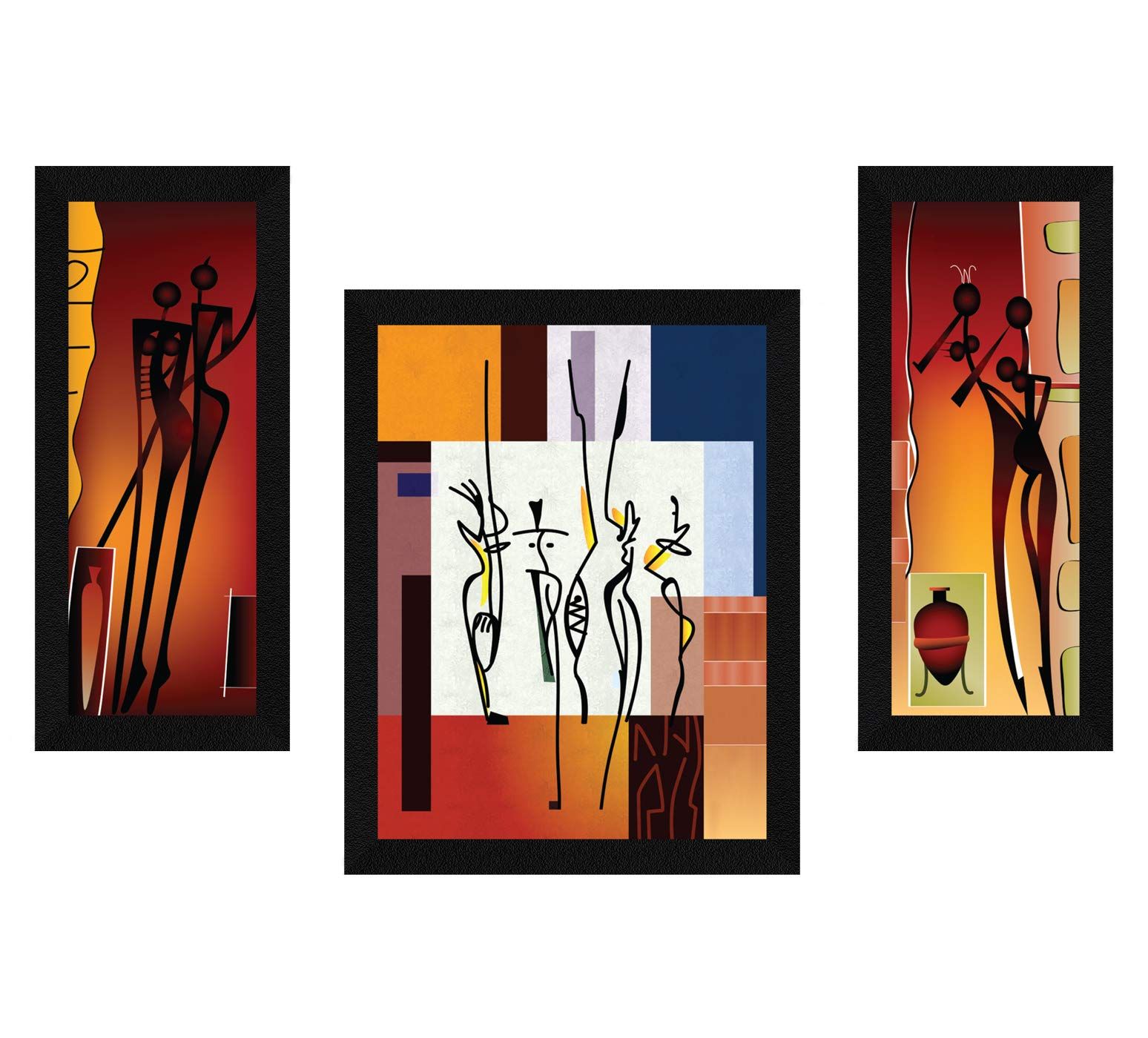 ArtX Paper Abstract Wall Art Painting, Multicolor, Abstract, 13 x 22 Inches (Combined), Set of 3