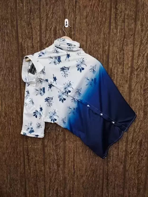 Men Regular Fit Printed Casual Shirt ( Blue )