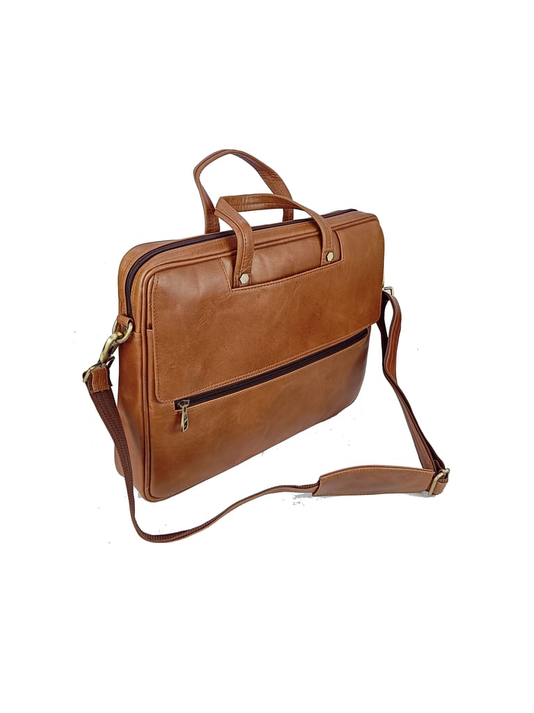 FHS Genuine Leather Laptop cum Messanger Bag with Comfortable Grip Hand Holds