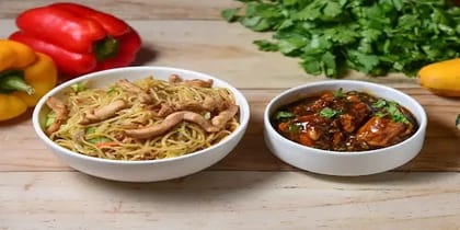 Noodles Combo Meal __ Vegetable Noodles,Veg Manchurian [3 Pieces]