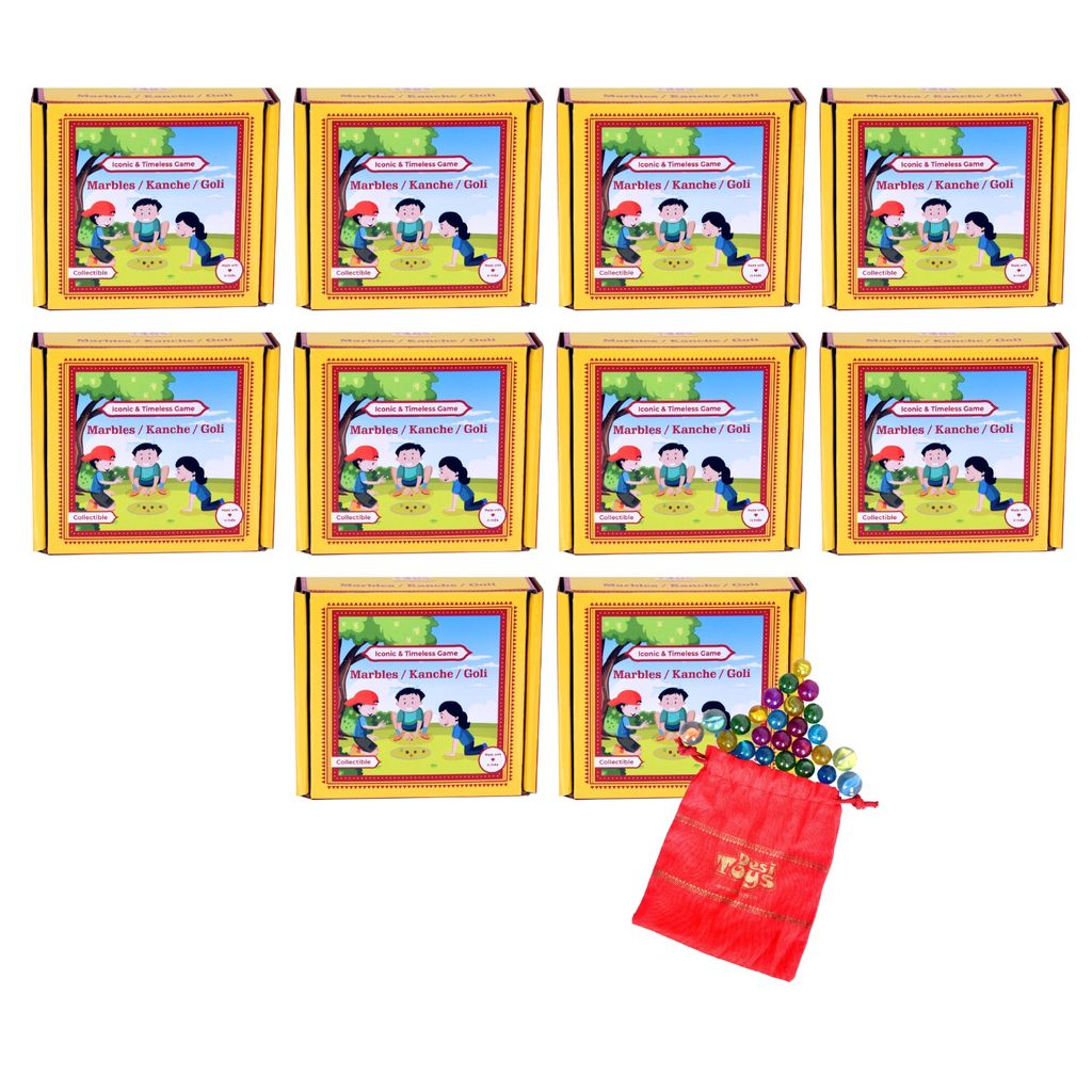 Desi Toys Marble Balls | Each Pack has 24 Marbles & 4 Big Shooters | Kanche | Golilu | Goli | Multicolor | Traditional Nostalgic Indian Game | Birthday Return Gift for Kids & Adults (Pack of 10) - Toys and Games | Buy online on ZillyBuy