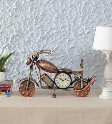 ANTIQUE TABLE TOP METAL BULLET BIKE WITH CLOCK SHOWPIECES  HOME/ RESTAURANT/ OFFICE DECOR/ TABLE DECOR/DRAWING ROOM DECOR / GIFT ITEM