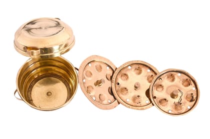 Desi Toys Brass Idli Vessels Playset | Play Kitchen | Cooking Set Collectible | Classical Indian Toys | Vintage Showpiece Figurine for Home Decors | Bhatukali | Miniature Metal Toy