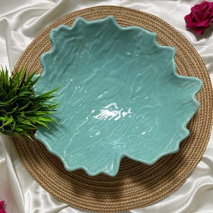 CERAMIC DINING Studio Collection Uneven Aqua Blue Handmade 11 Inches Designer Serving Bowl || Designer Bowl|| Serving Platter || Designer Platter