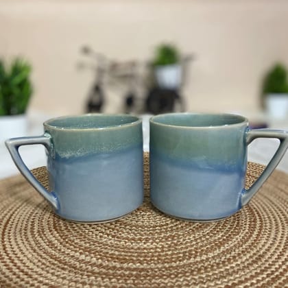 CERAMIC DINING Studio Collection Elegant Sea Green Coffee Mug Set of 2 || Milk Mugs