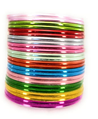 SBS Multicolor Glossy Finish Metal Bangles set of 24 bangles for Girl Child