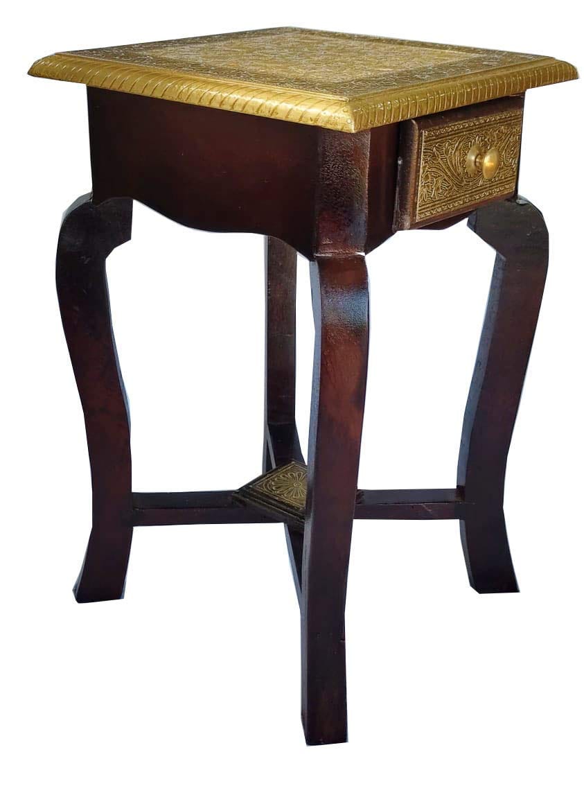 Wood To Cart® Wood Sitting Stool |Bedside Table Antique Look - Main Image