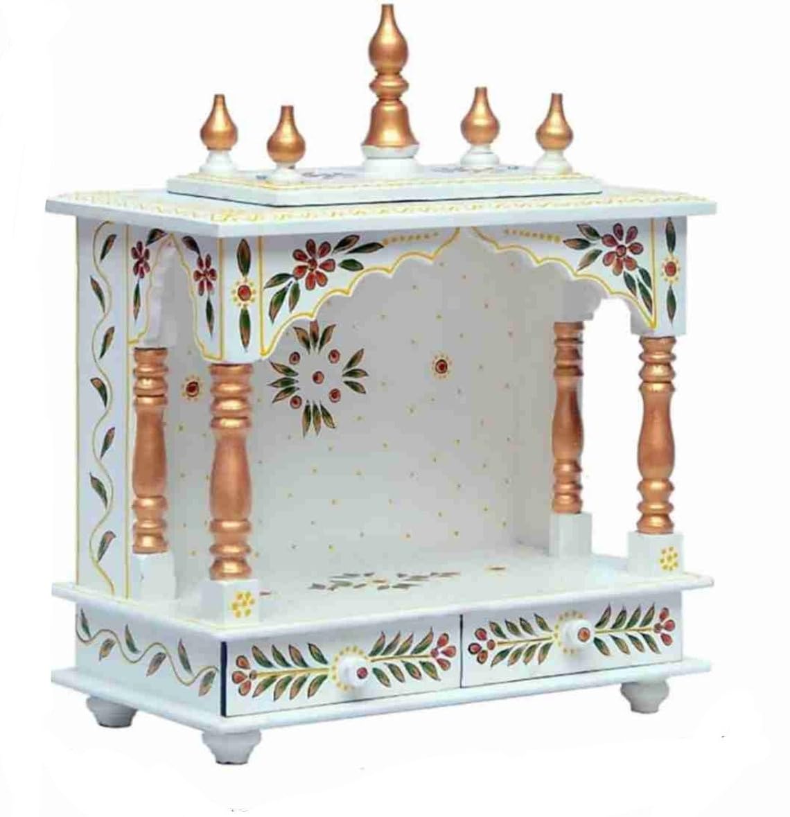 Wood To Cart Beautiful MDF Wooden Temple/Pooja Mandir for Home and Office/Wall Mounted Temple/Puja Stand(White - 18x9x22 inches)