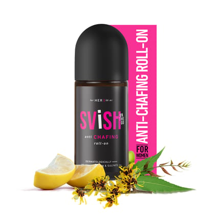 Svish On The Go Anti-Chafing Roll On for Women with Lemon Oil, Witch Hazel & Neem Extracts, Reduces Bra Rash, Inner Thigh Rash, and Period Rash