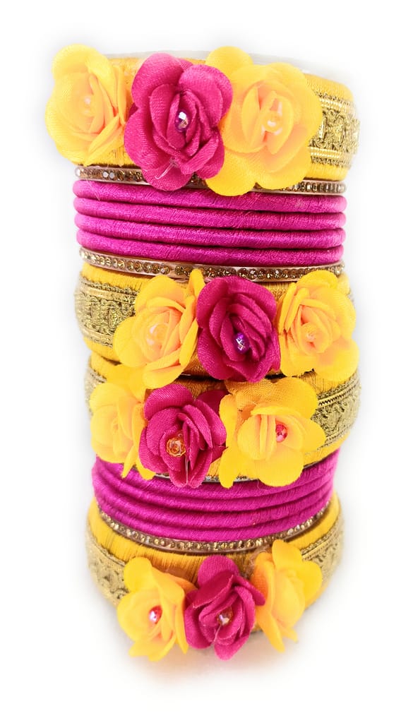 Haldi Ceremony Silk Thread Bangles set - Bangles & Bracelets | Buy online on ZillyBuy