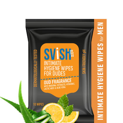 Svish On The Go Intimate Hygiene Wipes For Men l Skin Friendly pH | (Pack of 4,40 Wipes)