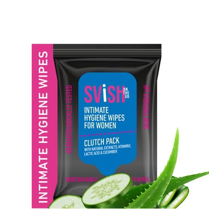 Svish On The Go Intimate Hygiene Wipes For Women l Skin Friendly pH | (Pack of 4,40 Wipes)