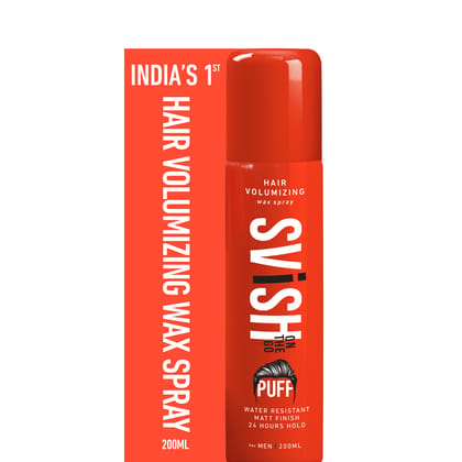 Svish Puff Hair Volumizing Wax Spray for Men (200 ML) | WATER RESISTANT, MATT FINISH 24 HOURS HOLD