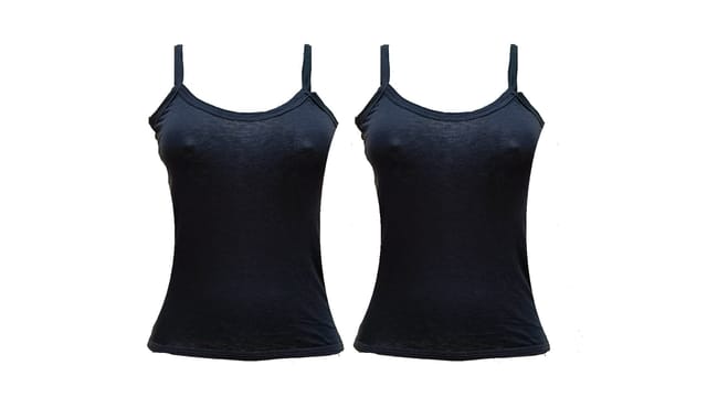 FooFaa Pack of 2 - Cotton Spandex Bra Blouse Top Camisole Tank for Women -  Fits 30 to 34 Bust