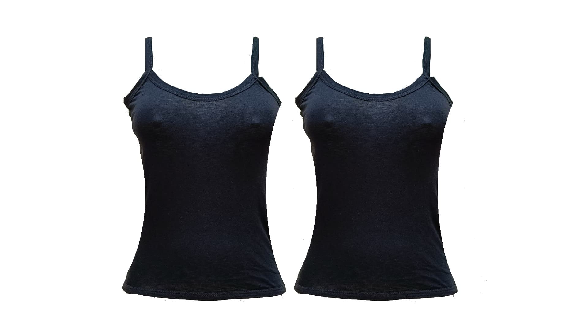 FooFaa Pack of 2 - Cotton Spandex Bra Blouse Top Camisole Tank for Women - Fits 30" to 34" Bust