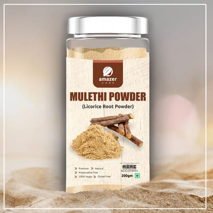 AmazerCare Mulethi Powder, Pure & Natural (Liquorice Root Powder) for Health & Immunity (200gm, Jar Packing) Yashimadhu | Glycyrrhiza glabra AmazerCare Mulethi Powder, Pure & Natural (Liquorice Root Powder) for Health & Immunity (200gm, Jar Packing) Yashimadhu | Glycyrrhiza glabra