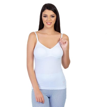 Women's Molded Cotton Camisole Girls Sweetheart Neck Slip with Adjustable  Strap/Ladies Stylish Casual Cami Tank Top White