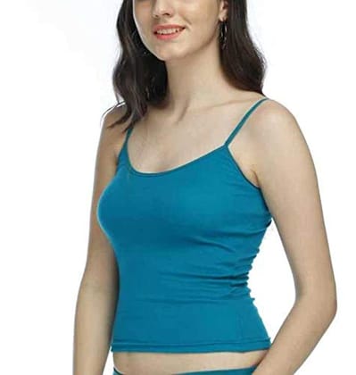 Cotton Camisole Slip with Adjustable Straps - Turquoise