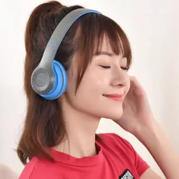 P47 Premium Matte Quality Bluetooth Gaming & Music Headphone On The Head Bluetooth Foldable Headset Handsfree with Calling Function/Aux Line TF Card MP3 Player Headphone