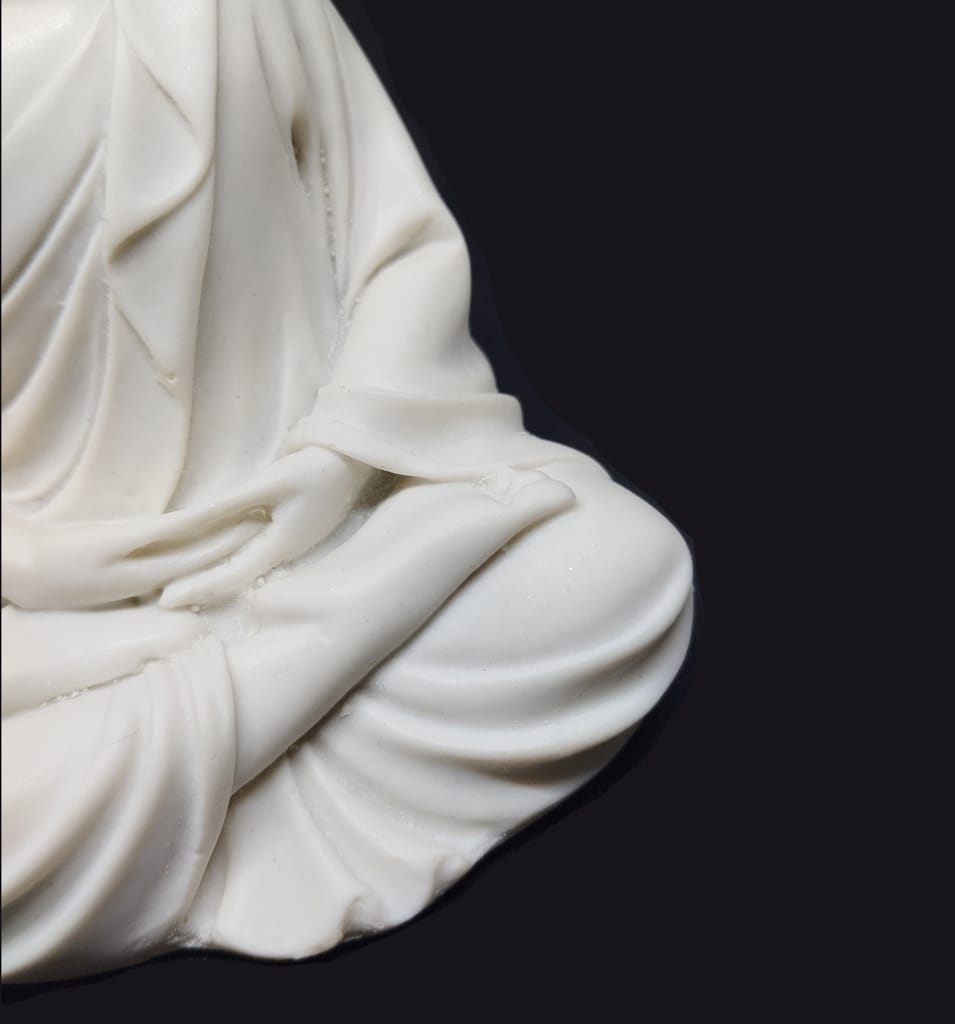 ZURU BUNCH Idol of Lord Buddha Premium Rare Handcrafted Polymarble Meditation/Dhyan White Buddha Statue Lord Figurine, Idol, Decorative, Fengshui, Showpiece (White, 5inch)