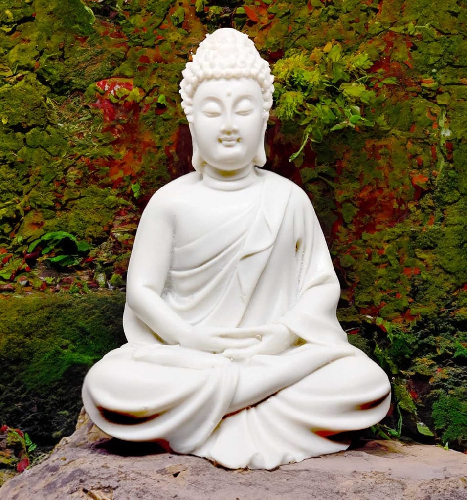 ZURU BUNCH Idol of Lord Buddha Premium Rare Handcrafted Polymarble Meditation/Dhyan White Buddha Statue Lord Figurine, Idol, Decorative, Fengshui, Showpiece (White, 5inch)