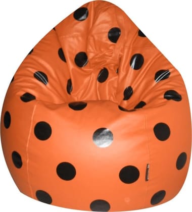 Zolo Printed XXL Bean Bag Cover Only - Without Filling - Spotty (Orange)