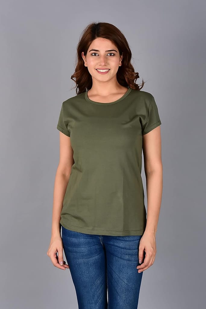 Women's Casual Regular Fit Roundneck Half Sleeve Solid Sports T-Shirt