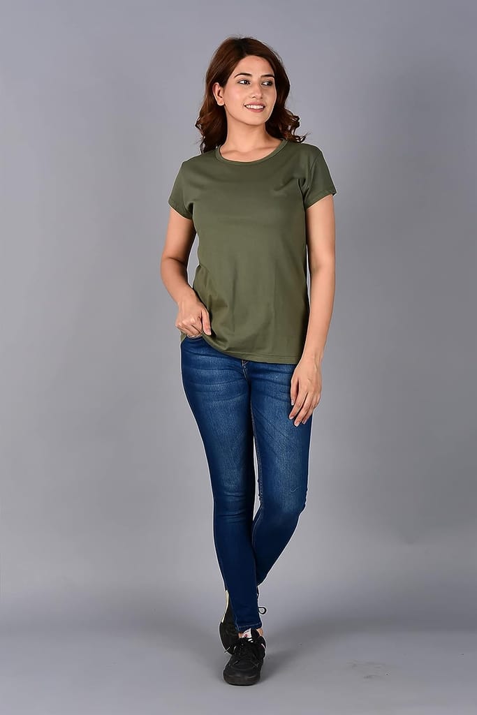 Women's Casual Regular Fit Roundneck Half Sleeve Solid Sports T-Shirt