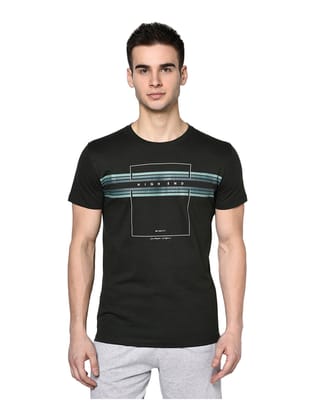 Men Slim Fit Graphic T-Shirt (Dark Black)