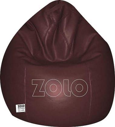 ZOLO CV3 XL/XXL - Leatherette Bean Bag - Black - Brown - Red - Without Beans - Cover Only (XXL, Brown)