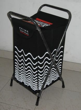 Jupiter Designer Laundry Bag Basket with Metal Stand - Ripple White