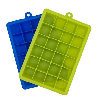HASHONE Silicone Ice Cube Trays 2 Pack - 24 Cavity Per Ice Tray [Multicolor]