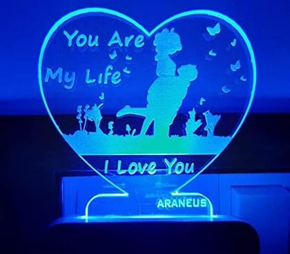 HASHONE 3D Stylish Night LAMP Heart Shaped Couple Night Lamp with 7 Color Changing Light for Gift,for Bedroom, livingroom