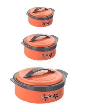 HASHONE Inner Steel Insulated Casserole Hot Pot for Roti/Chapati Hot Box Chapati Box/Casserole 1500ml&2500ml&3500ml-Orange