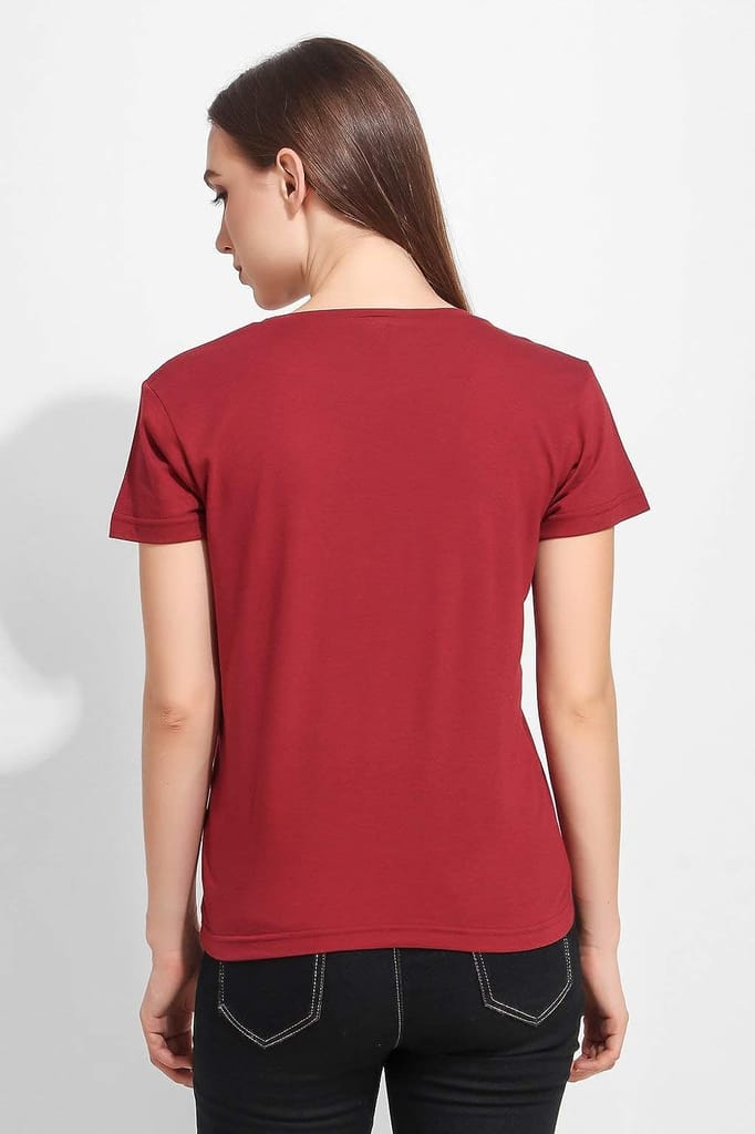 Women Crew Neck T - Shirt (Red Plum)