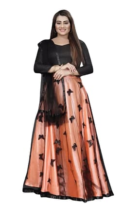 ATTIRIS Women's Net Semi-Stitched Lehenga Choli with Sleeve Material and Dupatta, 4 meter Flared ATTIRIS Women's Net Semi-Stitched Lehenga Choli with Sleeve Material and Dupatta, 4 meter Flared