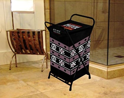 Jupiter Designer Laundry Bag Basket with Metal Stand - Swirl Flower Black