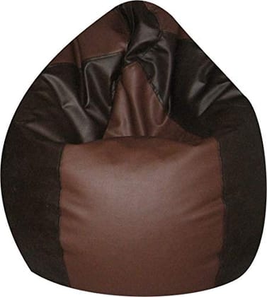 Zolo XXXL - Black and Brown - Bean Bag Strong and Durable Leatherette - (Without Beans) - Cover Only