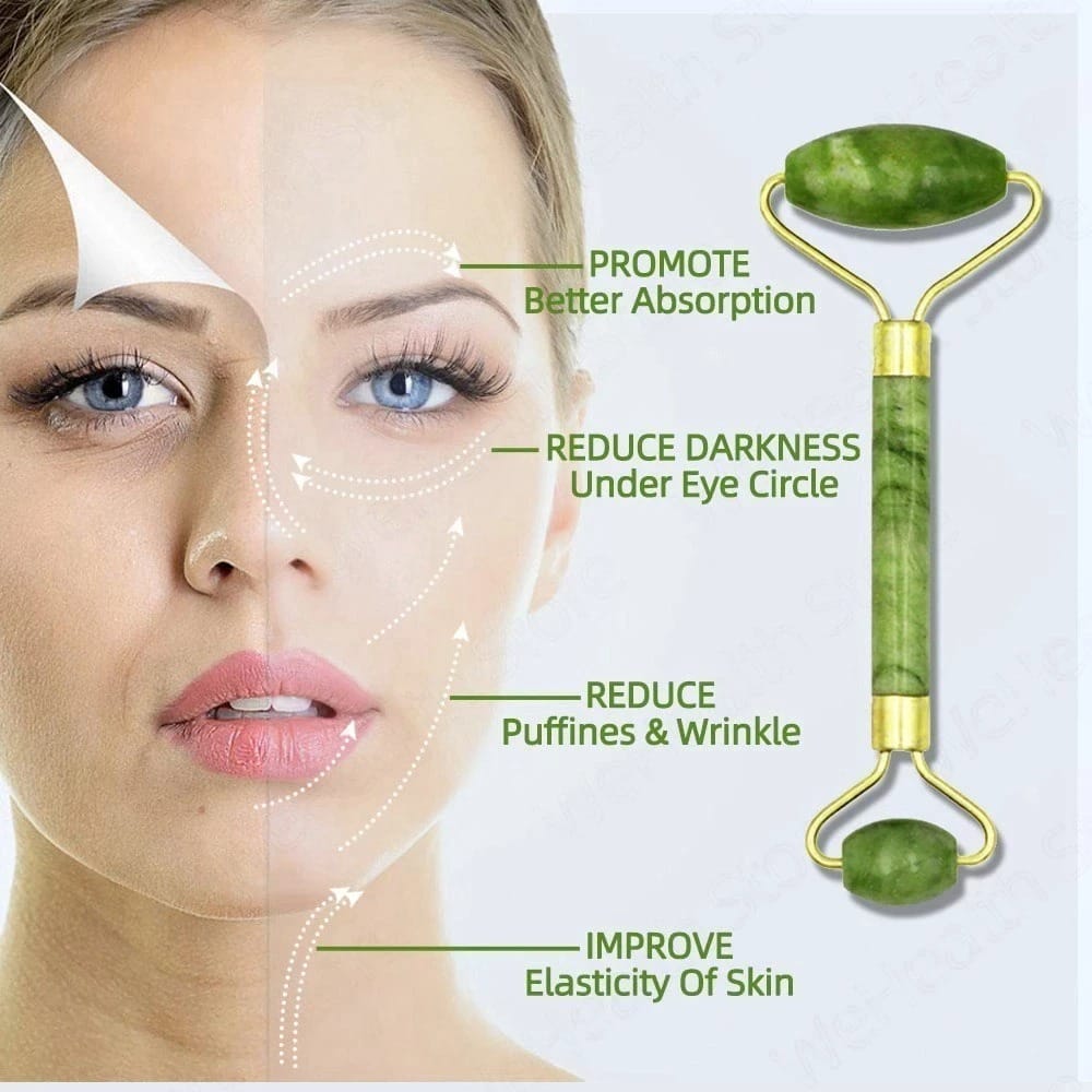 Trendzie Care Professional Facial Massage Jade Roller for Face & Neck Massage Tool
